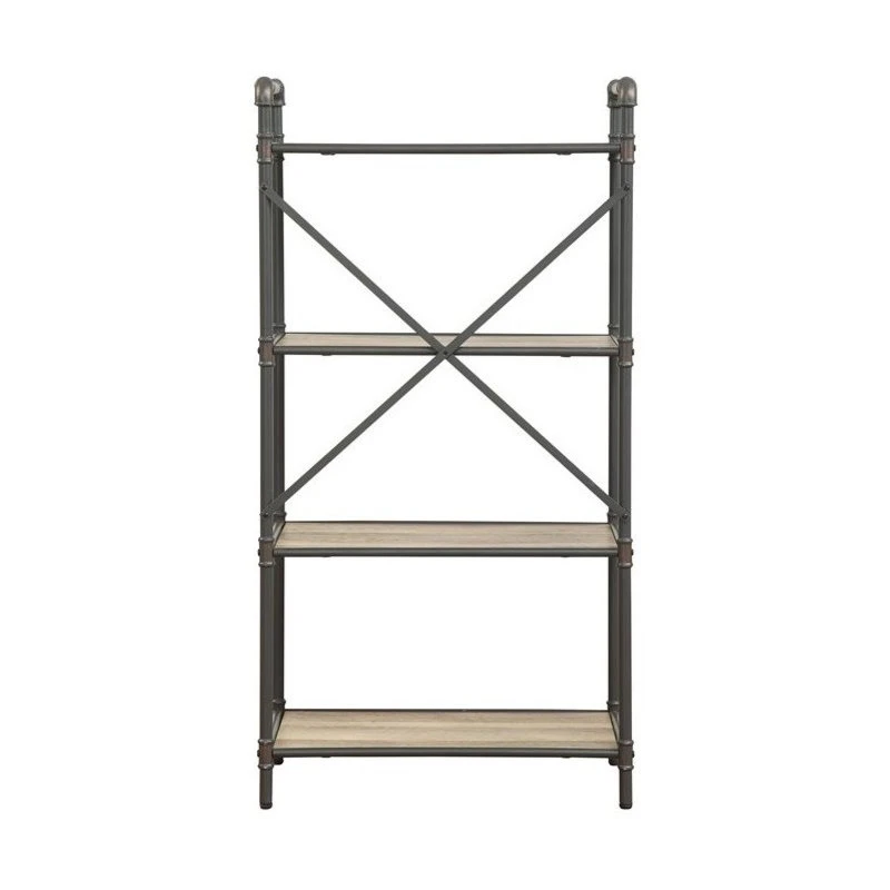 Acme Furniture ACME Itzel 4 Wooden Tiers Rectangular Bookshelf In Antique Oak And Sandy Gray 2 Acme Furniture ACME Itzel 4 Wooden Tiers Rectangular Bookshelf In Antique Oak And Sandy Gray - Image 2