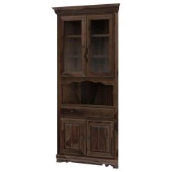 Sierra Living Concepts Inc Tiverton Rustic Solid Wood Glass Door Dining Corner Hutch