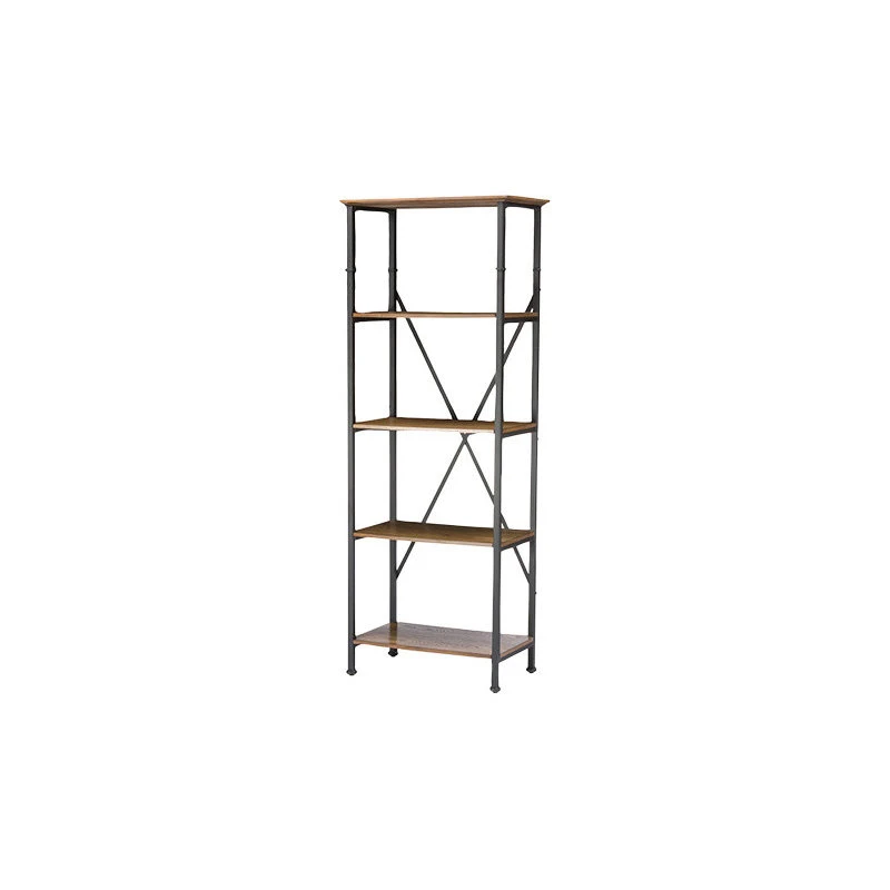 Baxton Studio Lancashire Brown Wood And Metal Bookcase