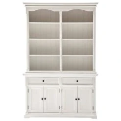 NovaSolo Furniture NovaSolo Provence Storage Cabinet With Hutch In Pure White