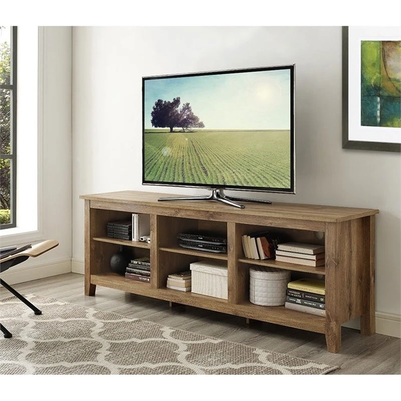 Walker Edison 70" Wood Media TV Stand Storage Console, Barnwood 4 Walker Edison 70" Wood Media TV Stand Storage Console, Barnwood - Image 4