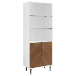 Walker Edison 68" Bookmatch Hutch, Solid White