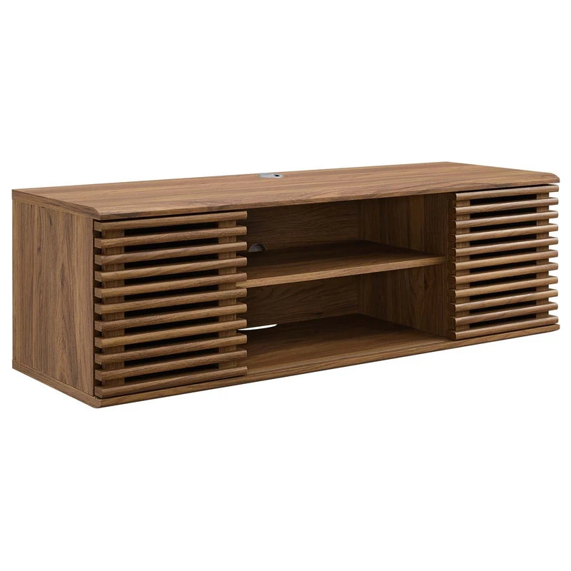 LexMod Render 46" Wall-Mount Media Console TV Stand, Walnut 2 LexMod Render 46" Wall-Mount Media Console TV Stand, Walnut - Image 2