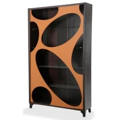 Emma Mason Signature Magnificent Curio Side Cabinet In Orange/Umber