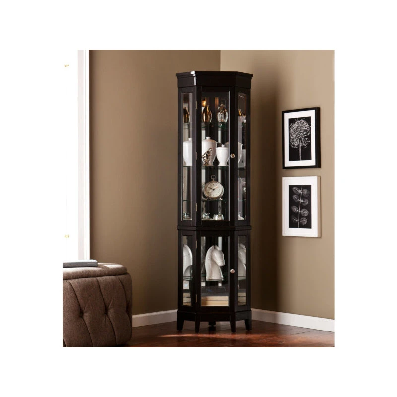 SEI Furniture Essex Corner Curio In Black 2 SEI Furniture Essex Corner Curio In Black - Image 2
