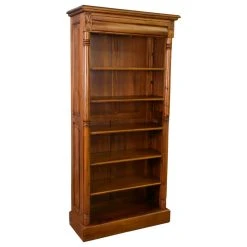 Crafters And Weavers Legacy Solid Mahogany Wood Open Bookcase, Light Brown Walnut