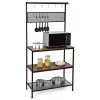 Gymax 4-Tier Kitchen Bakers Rack Microwave Oven Stand Industrial W/Hooks And