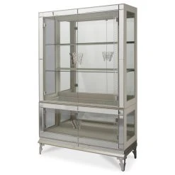 Michael Amini Hollywood Swank Curio Cabinet With Glass Doors - Pearl Caviar