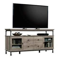 Sauder Canal Street Engineered Wood And Metal 60" TV Stand In Northern Oak