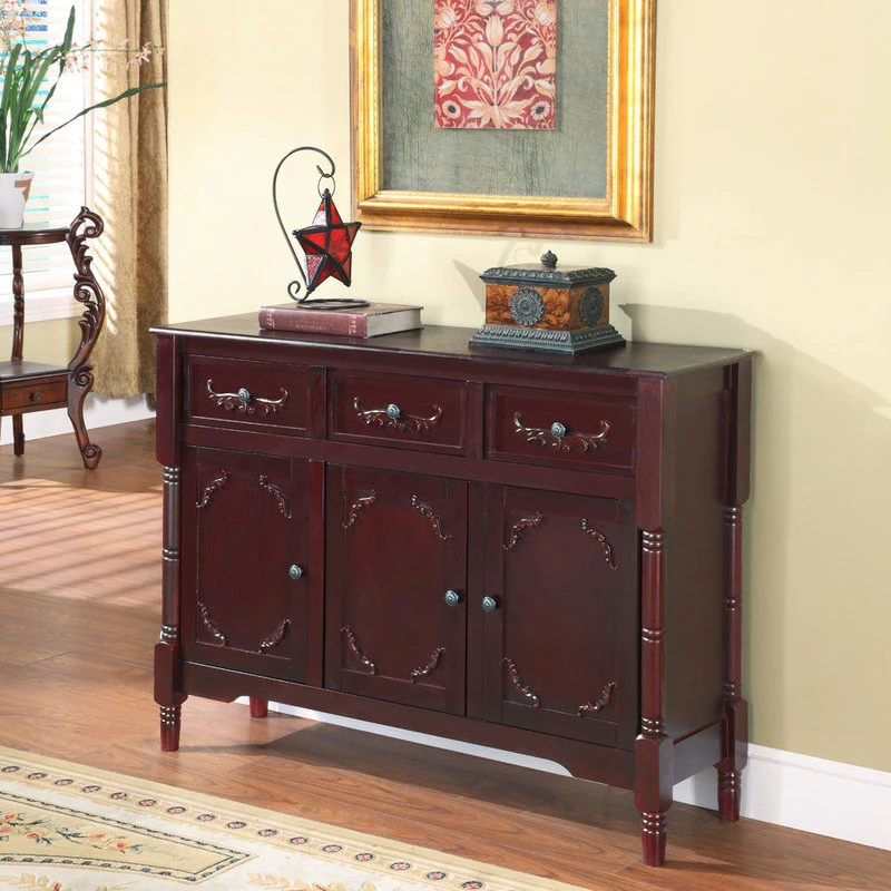 Pilaster Designs Wood Console Sideboard Table With Drawers And Storage, Cherry 3 Pilaster Designs Wood Console Sideboard Table With Drawers And Storage, Cherry - Image 3