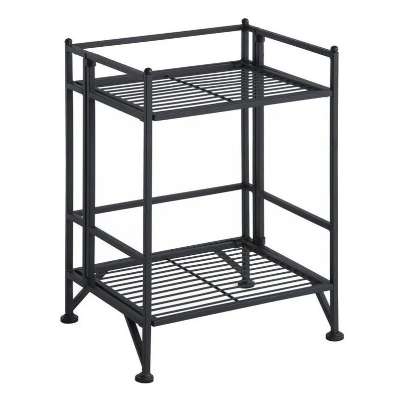 Convenience Concepts Designs2Go 2 Tier Folding Metal Shelf In Black Metal Finish 1 Convenience Concepts Designs2Go 2 Tier Folding Metal Shelf In Black Metal Finish