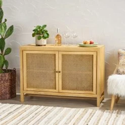 GDFStudio Viola Boho Handcrafted 2 Door Mango Wood Cabinet With Wicker Caning -NovaSolo Shop 56317dd7037d82cc 0199 w800 h800 b0 p0