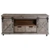 StyleCraft Presley 2 Door, 2 Drawer, And Open Center TV Stand, Driftwood Grey