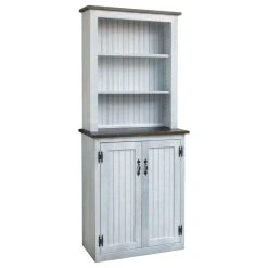 Furniture Pipeline LLC 72-inch Tall China Cabinet With 3 Shelves And 2 Doors, White/ Espresso