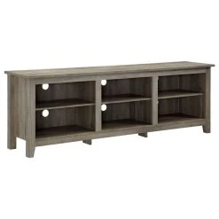 Walker Edison Furniture Company 70" Wood Media TV Stand Storage Console, Gray Wash