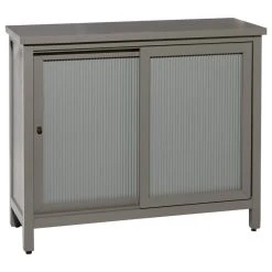 Brimfield & May Rectangular Gray Wood Cabinet With Textured Patterned Sliding Door, 38"x31"