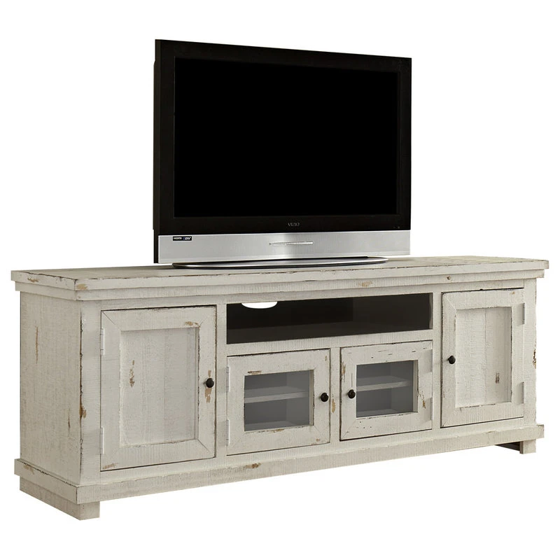 Progressive Furniture Willow Entertainment 74" Console, Distressed White 1 Progressive Furniture Willow Entertainment 74" Console, Distressed White