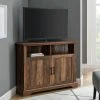 Walker Edison 44" Grooved Door Corner TV Console, Reclaimed Barnwood