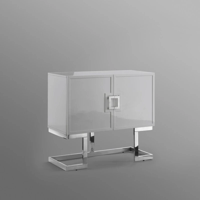 Nicole Miller Luanna Accent Cabinet, Light Gray And Chrome - Image 6