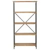 GDFStudio Warner 4 Shelf Firwood Display Bookcase, Antique Brown And Brushed Black Rust