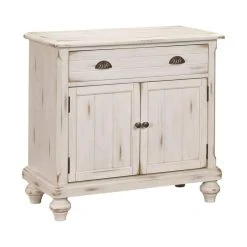 Home Fare Distressed Wood Country Door Chest With Drawer In White