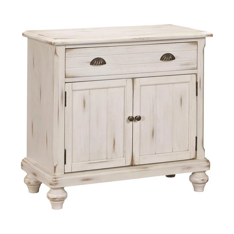 Home Fare Distressed Wood Country Door Chest With Drawer In White