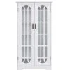 SEI Furniture White Display Cabinet With Windowpane Glass Doors - White