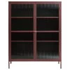 Unique Furniture Bronco 55" Contemporary Glass & Metal Display Cabinet In Red