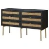 Karat Home 6 Drawer 54"W Double Dresser, Black