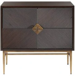 Olliix Madison Park Isabel Hand-Carved 2-Drawer Modern Midcentury Chest, Brown