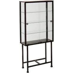 SEI Furniture Metal-Glass Sliding Door Display Cabinet In Black