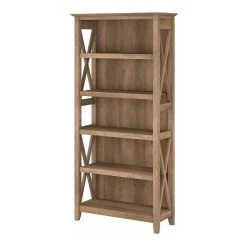 Bush Business Furniture Key West Tall 5 Shelf Bookcase In Reclaimed Pine - Engineered Wood