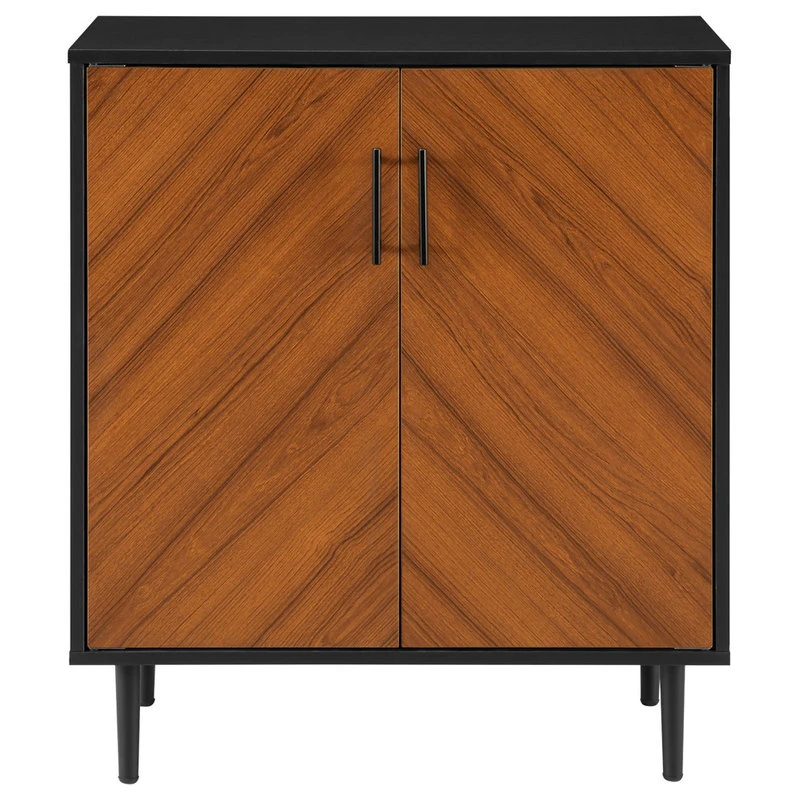Walker Edison 28" Modern Bookmatch Accent Cabinet, Solid Black - Image 2