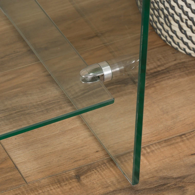 GDFStudio GDF Studio Classon Glass Entertainment TV Console Stand With Shelf 4 GDFStudio GDF Studio Classon Glass Entertainment TV Console Stand With Shelf - Image 4