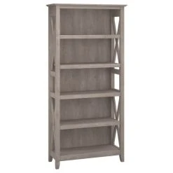 Bush Business Furniture Bush Furniture Key West 5 Shelf Bookcase In Washed Gray