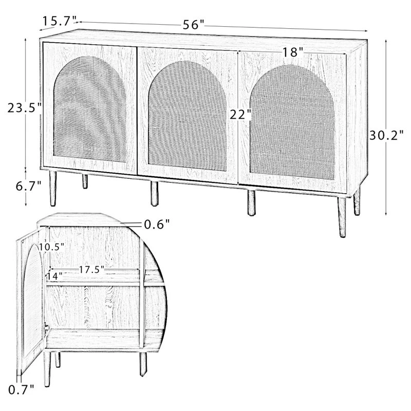 Karat Home 56"W Sideboard, Black - Image 10