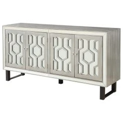 Coast To Coast Imports, LLC 4-Door Media Credenza, Bose Metallic Pewter