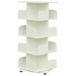 Pilaster Designs Oneonta Revolving Bookcase Tower Display Unit, Wood, White, 4 Tier