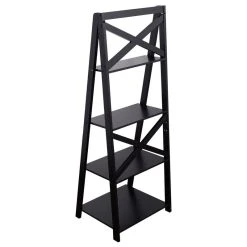 Costway 4-Tier Ladder Shelf Bookshelf Bookcase Storage Display Leaning Home
