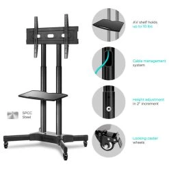 ONKRON Mobile TV Stand With Wheels Rolling Or 40-65 Inch TVs Up To 100 Lbs Black -NovaSolo Shop 7601914403ec1fe2 9429 w800 h800 b1 p0