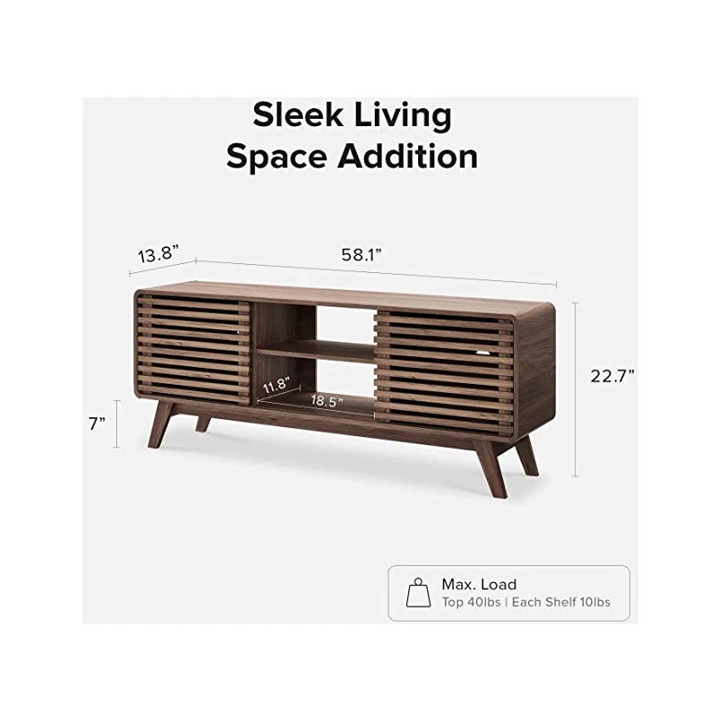 MopioInc Mopio Ensley Mid-Century Modern TV Stand, 59" Tall TV Stand 3 MopioInc Mopio Ensley Mid-Century Modern TV Stand, 59" Tall TV Stand - Image 3