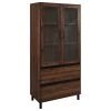 Walker Edison Clark 68" Glass Door Storage Hutch - Dark Walnut