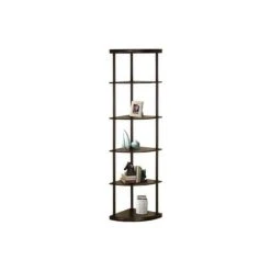 Bowery Hill 5 Shelf Wooden Corner Bookcase In Mahogany