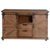 StyleCraft Presley 2 Door, 2 Drawer And Open Center Cabinet, Natural Brown