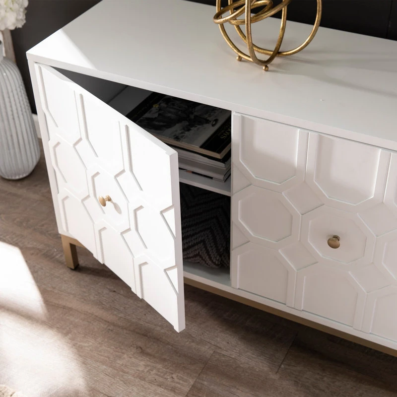 SEI Furniture Grannison Three-Door Accent Cabinet, White 4 SEI Furniture Grannison Three-Door Accent Cabinet, White - Image 4