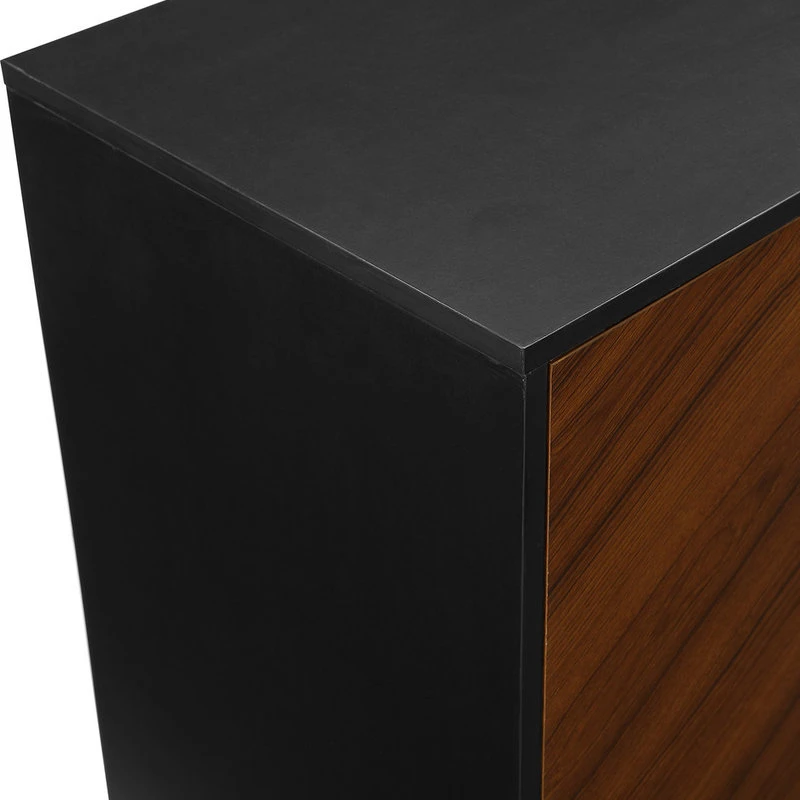Walker Edison 58" Midcentury Modern Bookmatched Doors Asymmetrical TV Stand, Black - Image 4