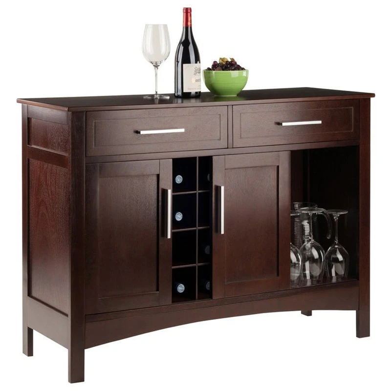 Winsome Gordon Transitional Solid Wood Wine Rack Buffet In Cappuccino 3 Winsome Gordon Transitional Solid Wood Wine Rack Buffet In Cappuccino - Image 3