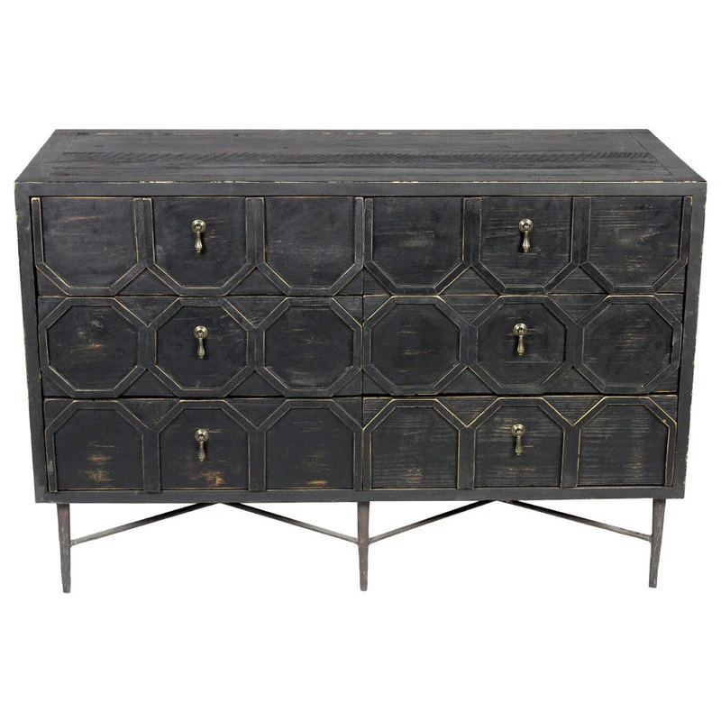 Moti Aliso Samara 6 Drawer Chest, Recycled Pine On Iron Base