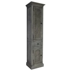 InFurniture Inc., 79" Rustic Solid Fir Side Cabinet, Gray
