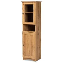 Wholesale Interiors Lauren Modern Oak Brown Finished Wood Buffet And Hutch Kitchen Cabinet